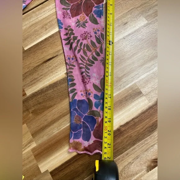 Farm Rio Top Small Womens Floral Tropical Garden Mesh Long Sleeve Mock Neck XS P - Picture 8 of 9